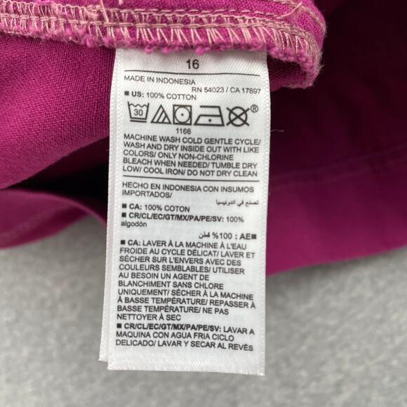 Old Navy Denim Utility Mini Skirt Womens 16 Magenta Pink 100% Cotton Pockets - Picture 4 of 10